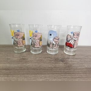 Vintage Set of 4 1982 E.T. Limited Edition Pizza Hut Collector's Series Glasses